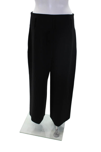 Theory Womens High Waisted Flat Front Wide Leg Trousers Black Size 8