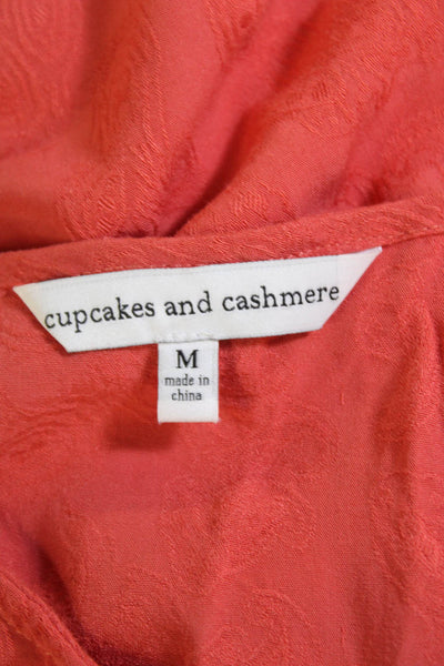 Cupcakes And Cashmere Womens Paisley Print Lace Up Neck Blouse Orange Size Mediu