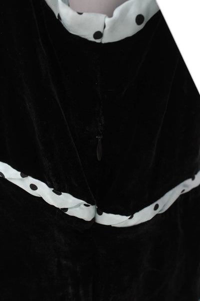 Marc Jacobs Womens Velvet Polka Dot Trim Tank Top Black Ice Blue Size 10