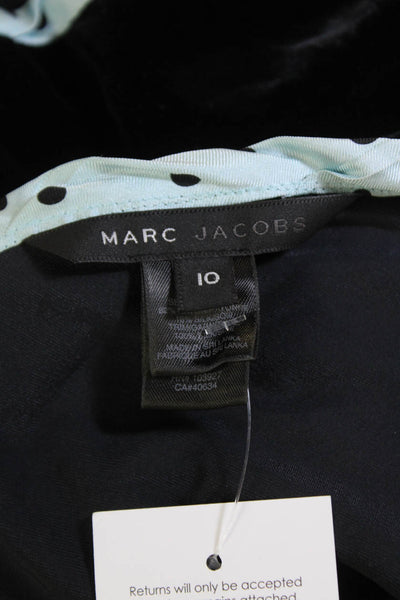 Marc Jacobs Womens Velvet Polka Dot Trim Tank Top Black Ice Blue Size 10