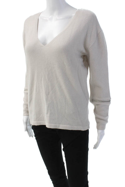 Max & Moi Womens Cashmere Long Sleeves V Neck Sweater Light Grey Size EUR 36