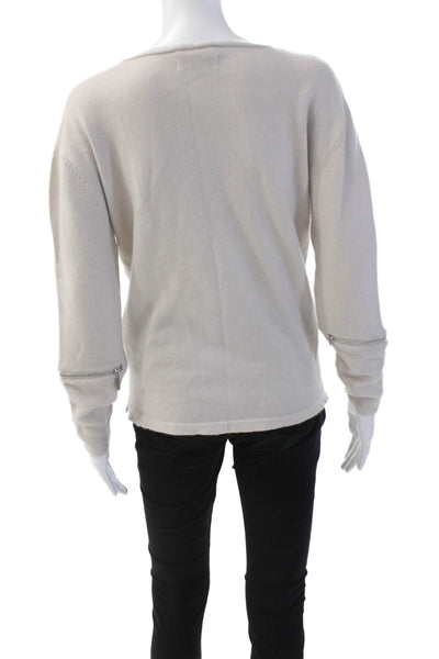Max & Moi Womens Cashmere Long Sleeves V Neck Sweater Light Grey Size EUR 36