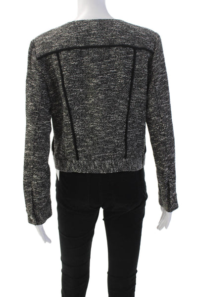 Slate & Willow Womens Tweed Button Down Jacket Black White Cotton Size Large