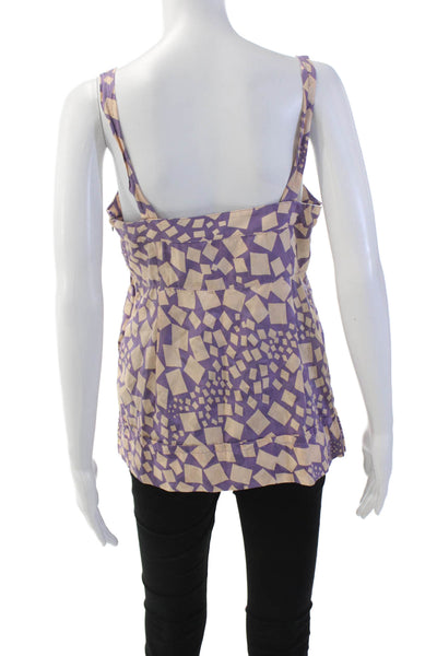 Marc By Marc Jacobs Womens Silk Geometric Print Tank Top Purple Pink Size 10