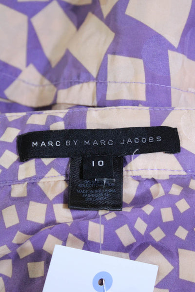 Marc By Marc Jacobs Womens Silk Geometric Print Tank Top Purple Pink Size 10