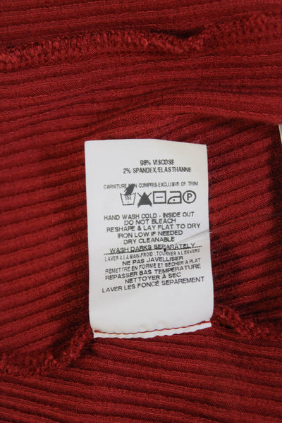 The Range Womens Ribbed V Neck Sleeveless Pullover Tank Top Red Size Large