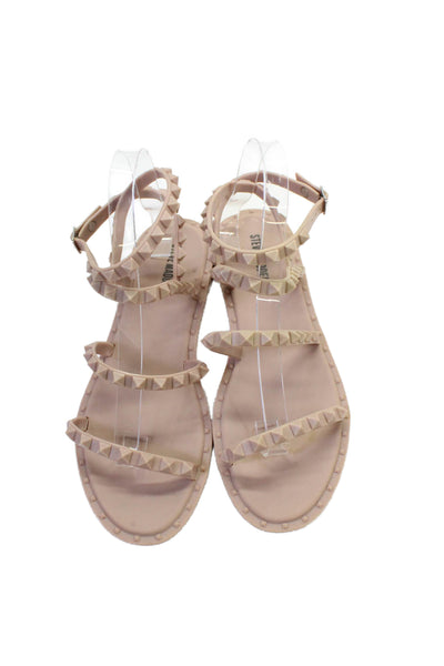 Steve Madden Womens Spike Studded Rubber Strappy Sandals Nude Size 8