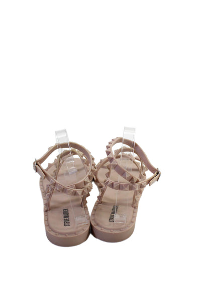 Steve Madden Womens Spike Studded Rubber Strappy Sandals Nude Size 8