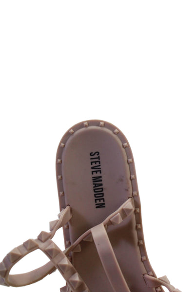 Steve Madden Womens Spike Studded Rubber Strappy Sandals Nude Size 8