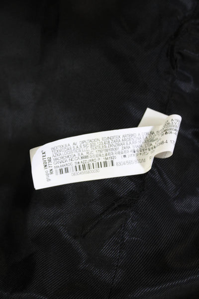 Zara Womens Single Button Notched Lapel Cropped Vest Jacket Black Size Medium