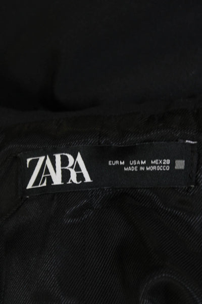 Zara Womens Single Button Notched Lapel Cropped Vest Jacket Black Size Medium