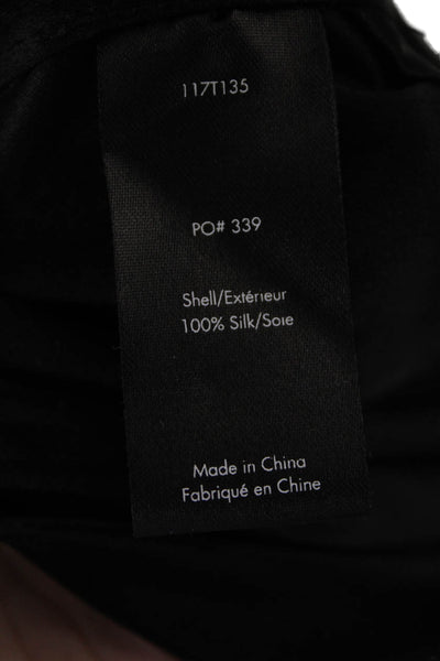 Elizabeth and James Womens Silk Long Sleeve Cold Shoulder Blouse Black Size L