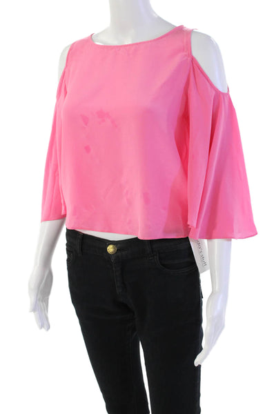 Bailey 44 Womens Silk Long Sleeve Pullover Cold Shoulder Blouse Top Pink Size S
