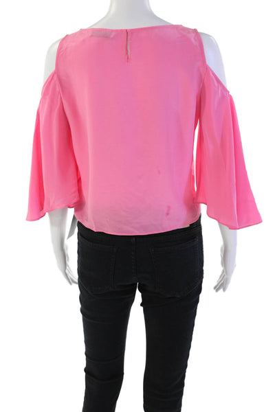Bailey 44 Womens Silk Long Sleeve Pullover Cold Shoulder Blouse Top Pink Size S