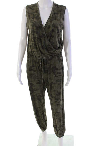 Sundry Womens Camouflage Drawstring Waist Sleeveless Jumpsuit Green Size 2