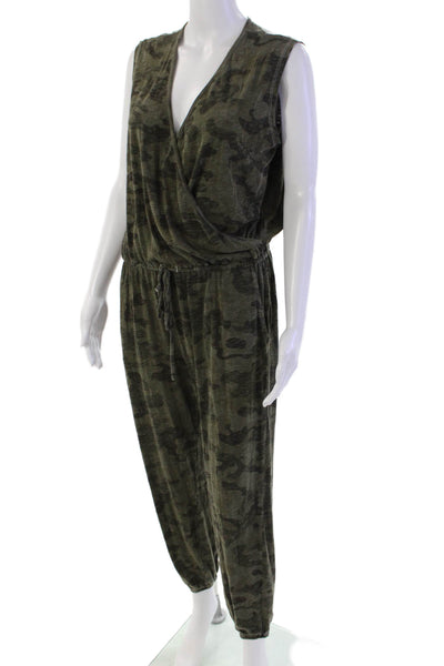 Sundry Womens Camouflage Drawstring Waist Sleeveless Jumpsuit Green Size 2