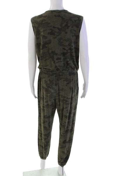 Sundry Womens Camouflage Drawstring Waist Sleeveless Jumpsuit Green Size 2