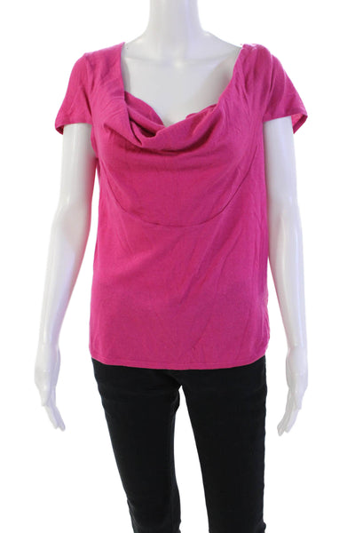 Magaschoni Womens Silk Sleeveless Off The Shoulder Top Magenta Pink Size M