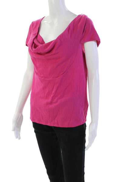 Magaschoni Womens Silk Sleeveless Off The Shoulder Top Magenta Pink Size M