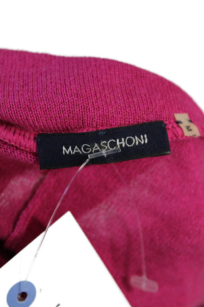Magaschoni Womens Silk Sleeveless Off The Shoulder Top Magenta Pink Size M