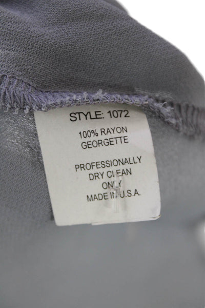 Karina Grimaldi Womens Peasant Sleeve Faux Leather Trim Blouse Gray Size L