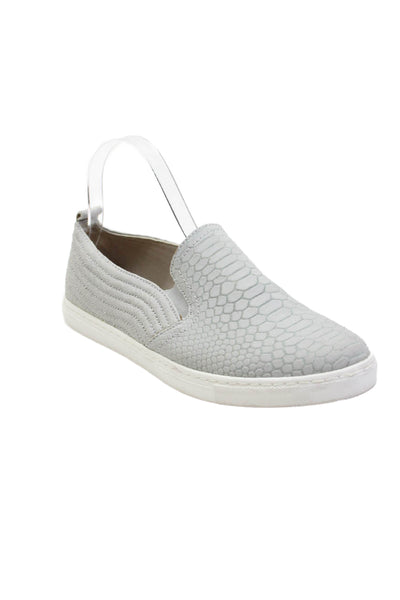 Splendid Womens Slip On Snake Embossed Leather Sneakers Gray White Size 8.5M