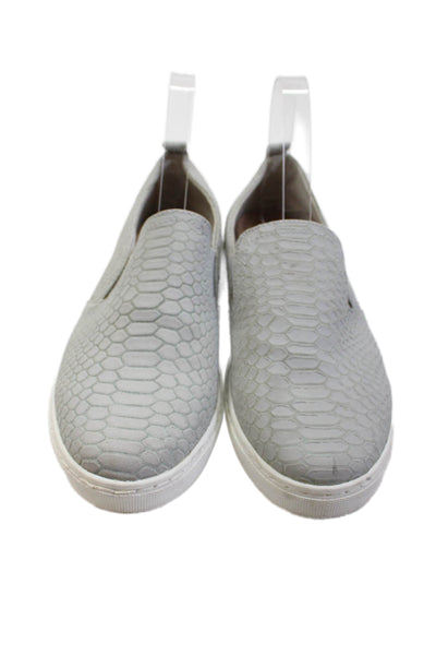 Splendid Womens Slip On Snake Embossed Leather Sneakers Gray White Size 8.5M