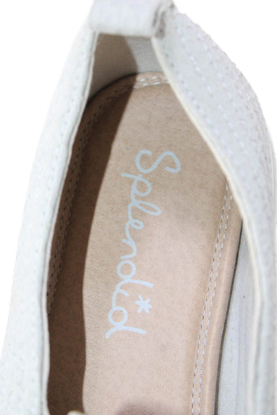 Splendid Womens Slip On Snake Embossed Leather Sneakers Gray White Size 8.5M