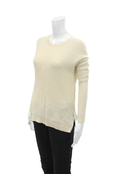 Joie Womens Open Knit Crew Neck Long Sleeve Pullover Sweater Top Cream Size XS