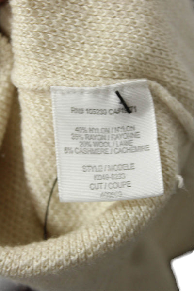 Joie Womens Open Knit Crew Neck Long Sleeve Pullover Sweater Top Cream Size XS
