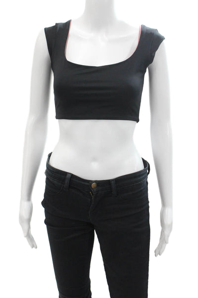 L Space Womens Square Neck Reversible Sleeveless Tank Top Black Pink Size Small