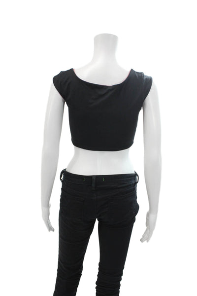L Space Womens Square Neck Reversible Sleeveless Tank Top Black Pink Size Small