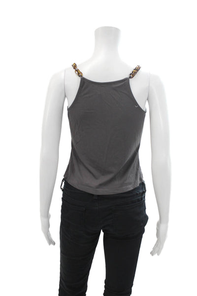 Heartloom Womens Drape Neck Sleeveless Chain Strap Blouse Top Gray Size XS
