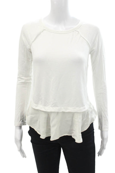 Rebecca Taylor Womens Scoop Neck Long Sleeve Layered Blouse Top White Size S