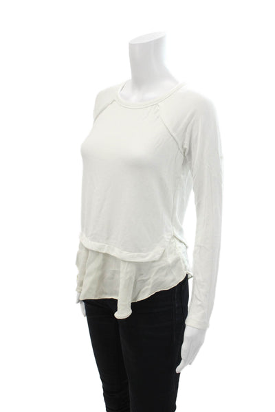 Rebecca Taylor Womens Scoop Neck Long Sleeve Layered Blouse Top White Size S