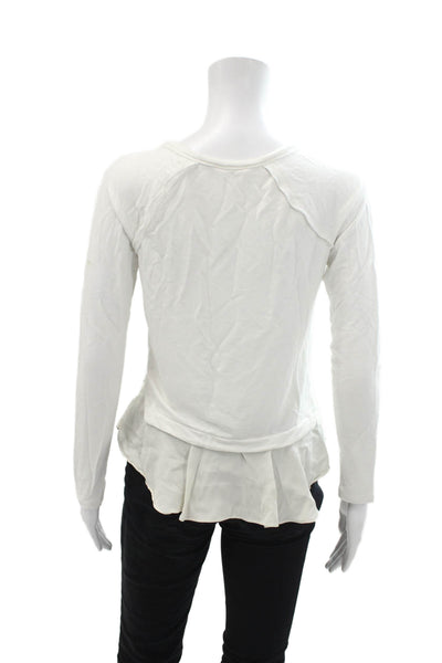 Rebecca Taylor Womens Scoop Neck Long Sleeve Layered Blouse Top White Size S