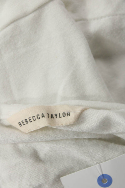 Rebecca Taylor Womens Scoop Neck Long Sleeve Layered Blouse Top White Size S