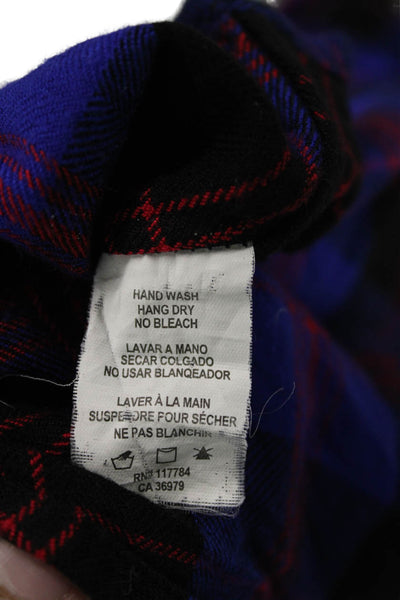 Rails Womens Button Front Long Sleeve Collared Plaid Shirt Blue Red Size XS