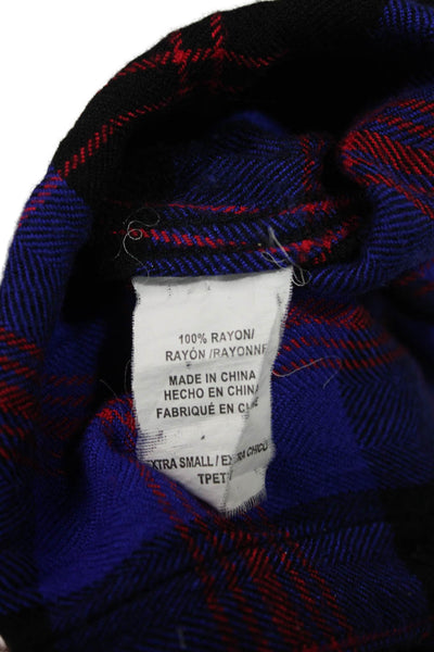 Rails Womens Button Front Long Sleeve Collared Plaid Shirt Blue Red Size XS