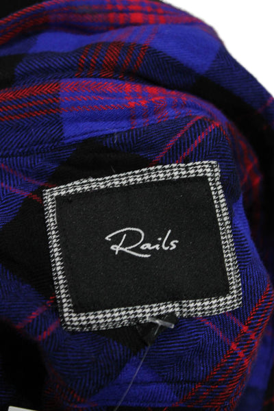 Rails Womens Button Front Long Sleeve Collared Plaid Shirt Blue Red Size XS