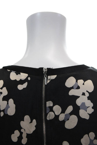 Rebecca Taylor Womens Silk Printed Short Sleeves Dress Black Beige Size 4