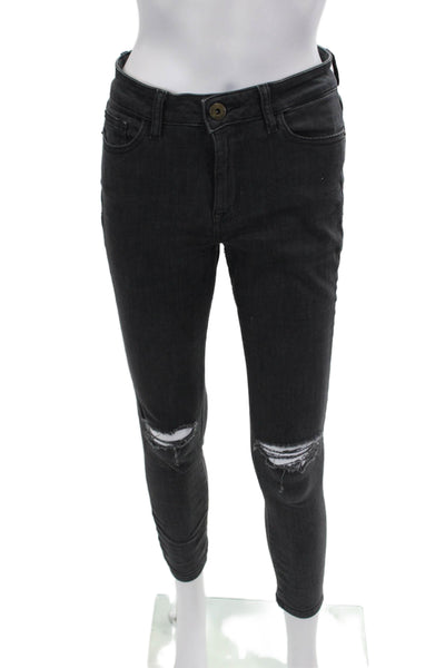 DL1961 Womens High Rise Farrow Instaslim Ankle Leg Jeans Black Cotton Size 26