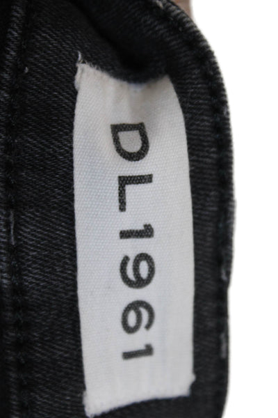 DL1961 Womens High Rise Farrow Instaslim Ankle Leg Jeans Black Cotton Size 26