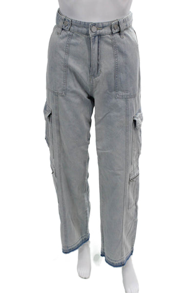 Blank NYC Womens Light Wash High Rise Cargo Jeans Blue Size 25