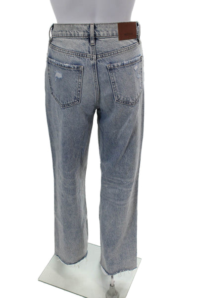 Hidden Womens High Waist Distressed Button Fly Straight Leg Jeans Blue Size 24