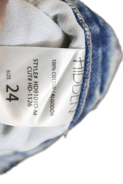 Hidden Womens High Waist Distressed Button Fly Straight Leg Jeans Blue Size 24