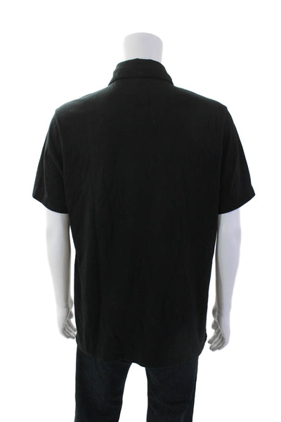 Vince Mens Cotton Short Sleeve Button Up Polo Shirt Black Size L