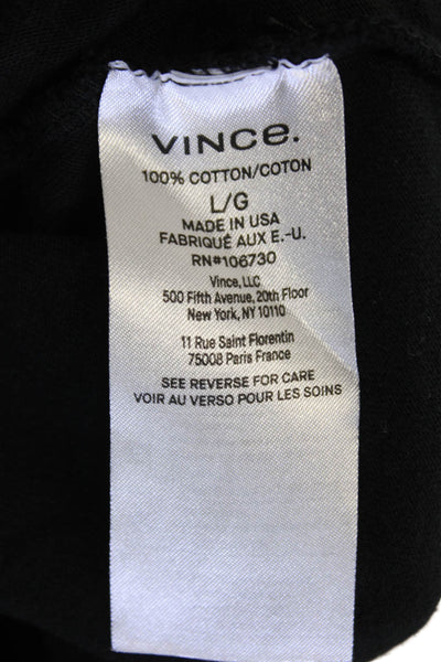 Vince Mens Cotton Short Sleeve Button Up Polo Shirt Black Size L