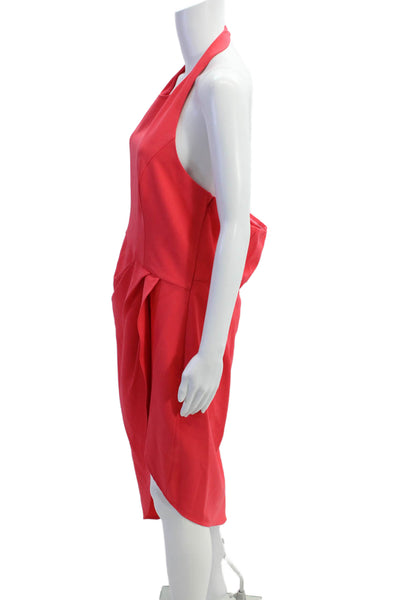 Badgley Mischka Jewel Womens Sleeveless Pleated Front Dress Coral Pink Size 16