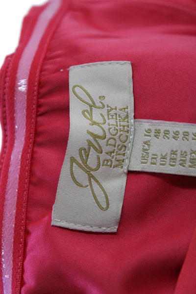 Badgley Mischka Jewel Womens Sleeveless Pleated Front Dress Coral Pink Size 16